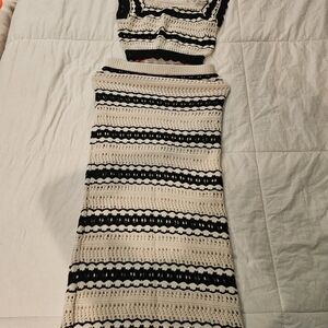 Elegant Black and White Striped Dress
